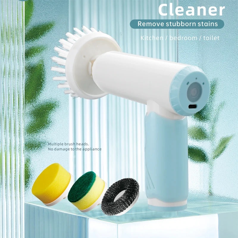 Motorised Hand-held Dish Washer / Multipurpose Scrubber with 4 Replaceable Brush Heads