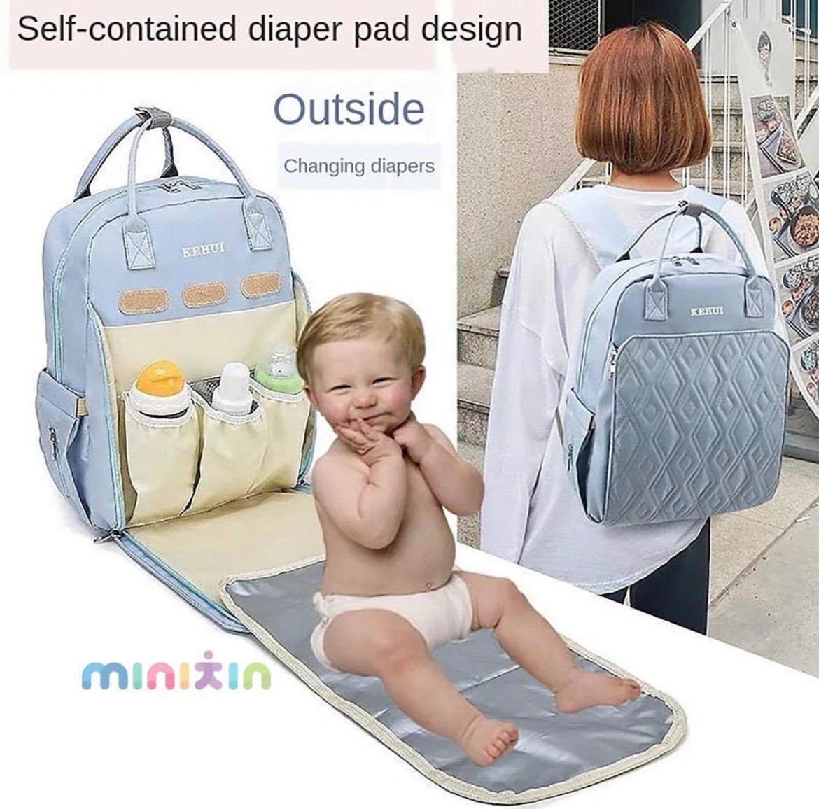 Katty Travel Friendly Multifunctional Diaper Bag With Changing Mat