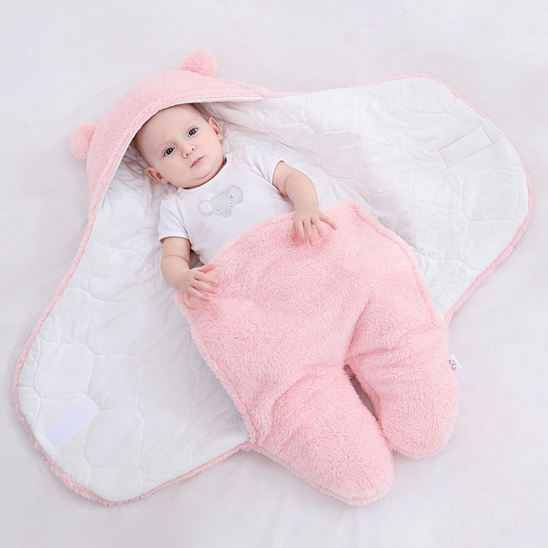 Minikin Fluffy Premium Quilted Footed Fur Swaddle I Thickened Swaddle I Double Layered Wrap I NB-3M