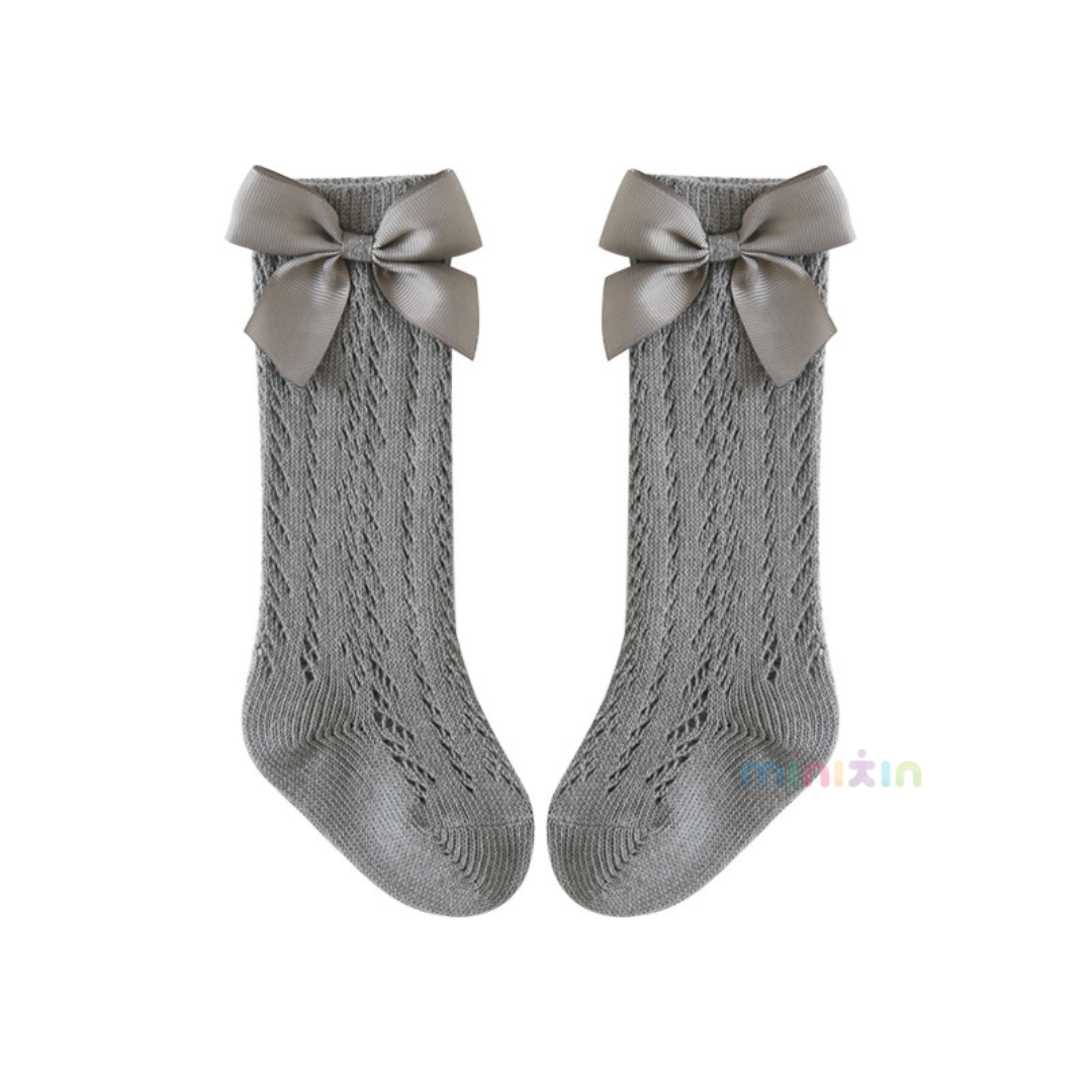 High Knee Bow Mesh Socks For Girls - (0 to 24Months) - The Minikin Store