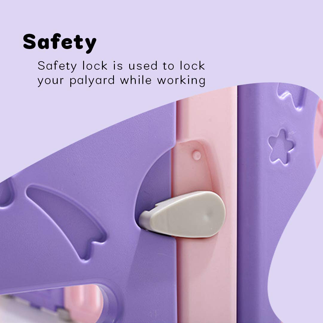 Portable Safety Playyard Fencing confined space for Toddlers to play .Non Toxic & Foldable Baby Activity with Safety Lock & Suction Cup, Suitable for Babies Upto 4 Yrs. (10 Panels)