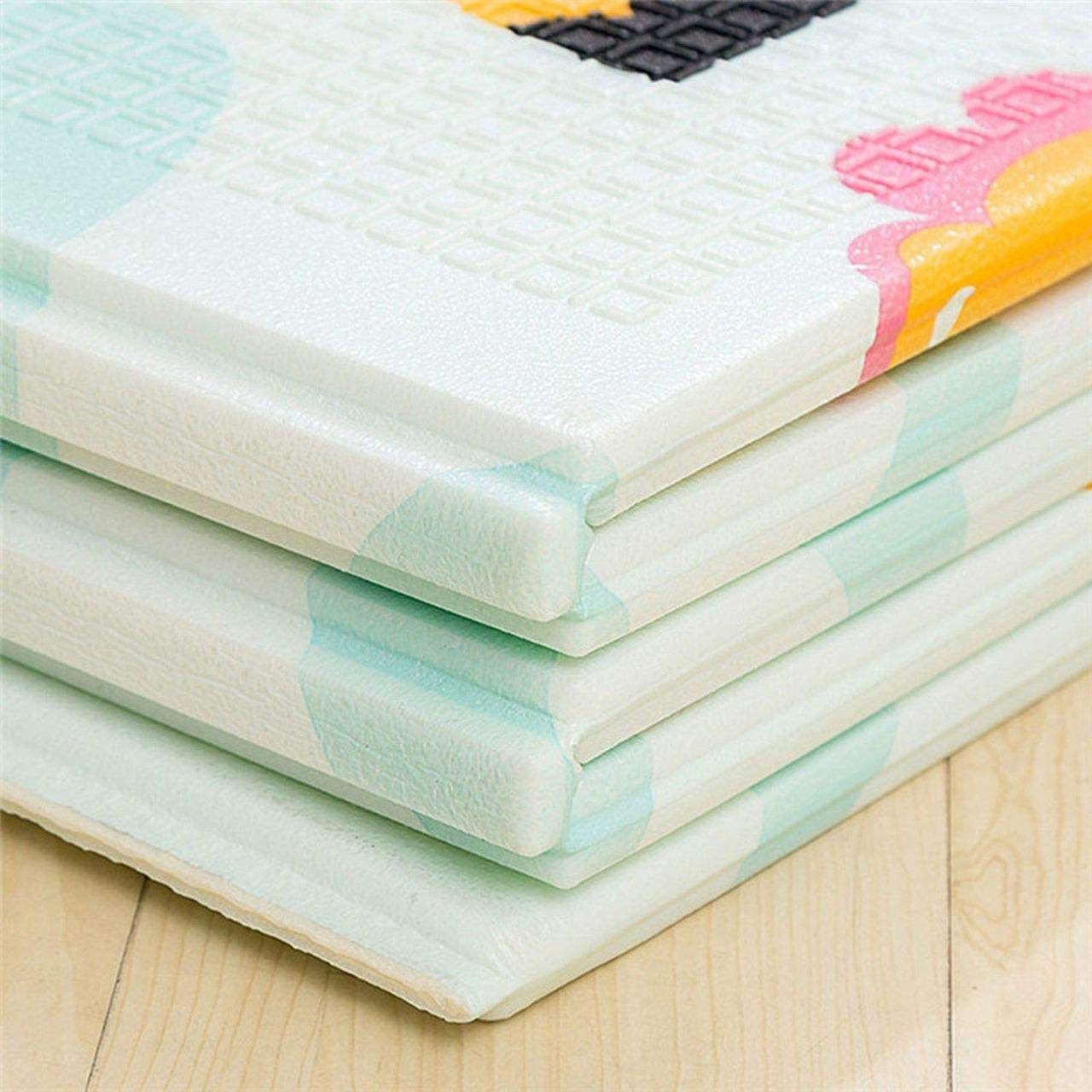Double Sided Water-proof Foldable Baby Crawling Floor Play Mat. Multi-Purpose Floor Mat for Baby, Extra Thick Foam Mat 6X5 Feet (Assorted Prints)