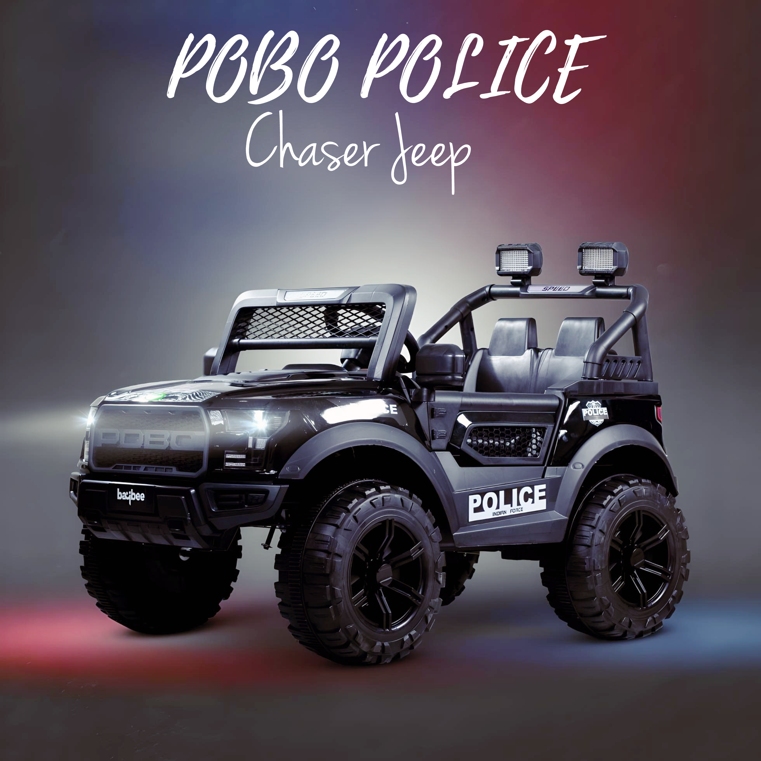 Minikin Pobo Kids Electric Jeep - Rechargeable, Lights & Music (Ages 1-8)