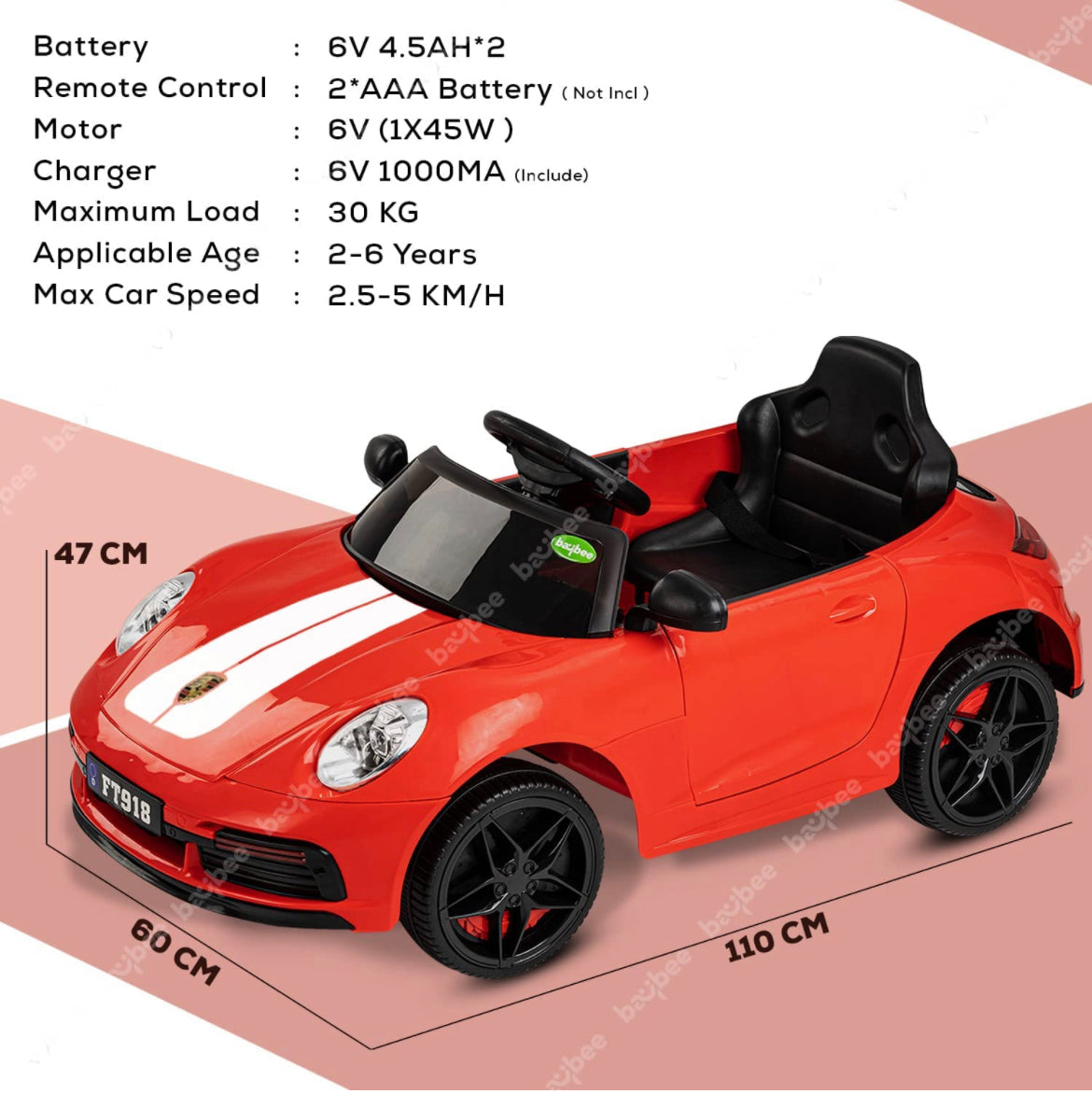 Porsche Kids Rechargeable Electric Ride On Car (Red) - The Minikin Store