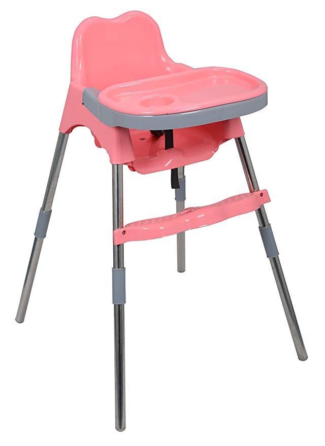 Skippy 2-in-1 Baby High Chair and Low Chair / Baby Dining Chair – with Footrest and Tray – (6 Months to 3 Years) (Pink)