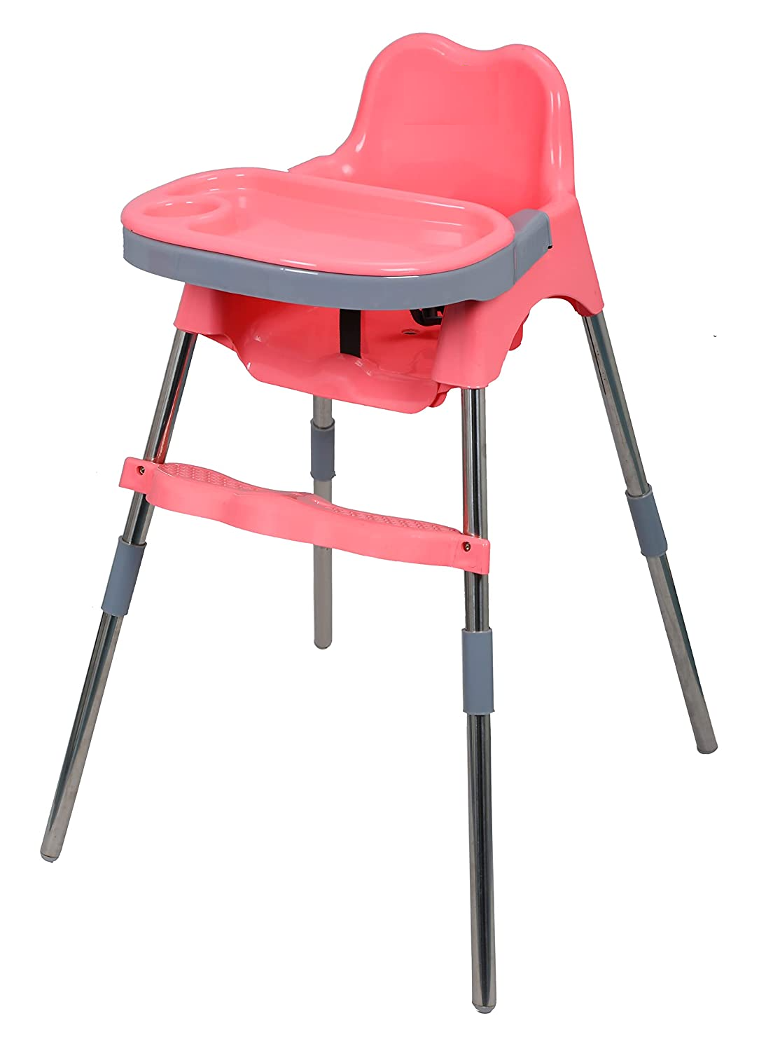 Skippy 2-in-1 Baby High Chair and Low Chair / Baby Dining Chair – with Footrest and Tray – (6 Months to 3 Years) (Pink)