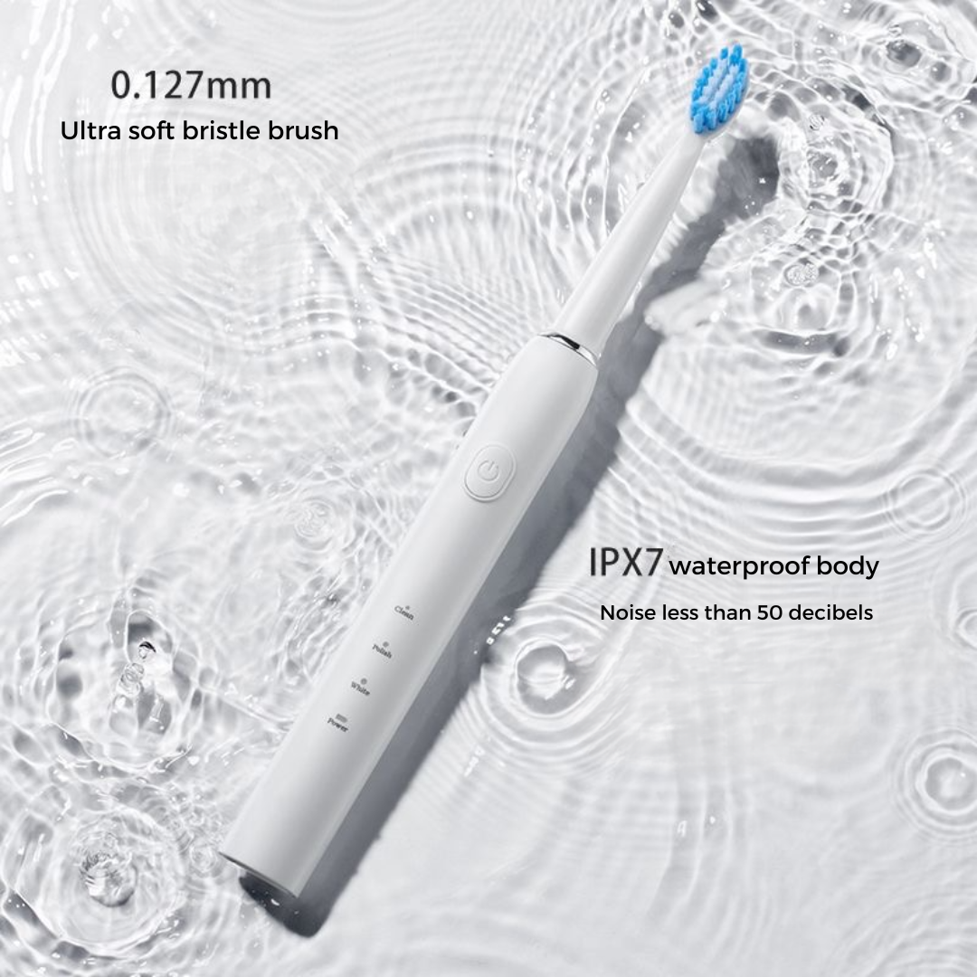 Sonic Electric Rechargeable Toothbrush with 2 Brush Heads for Kids - White