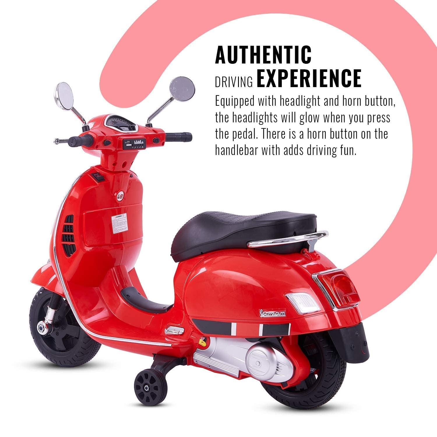Minikin Vespa Kids Rechargeable Electric Scooter I 2-6 Years