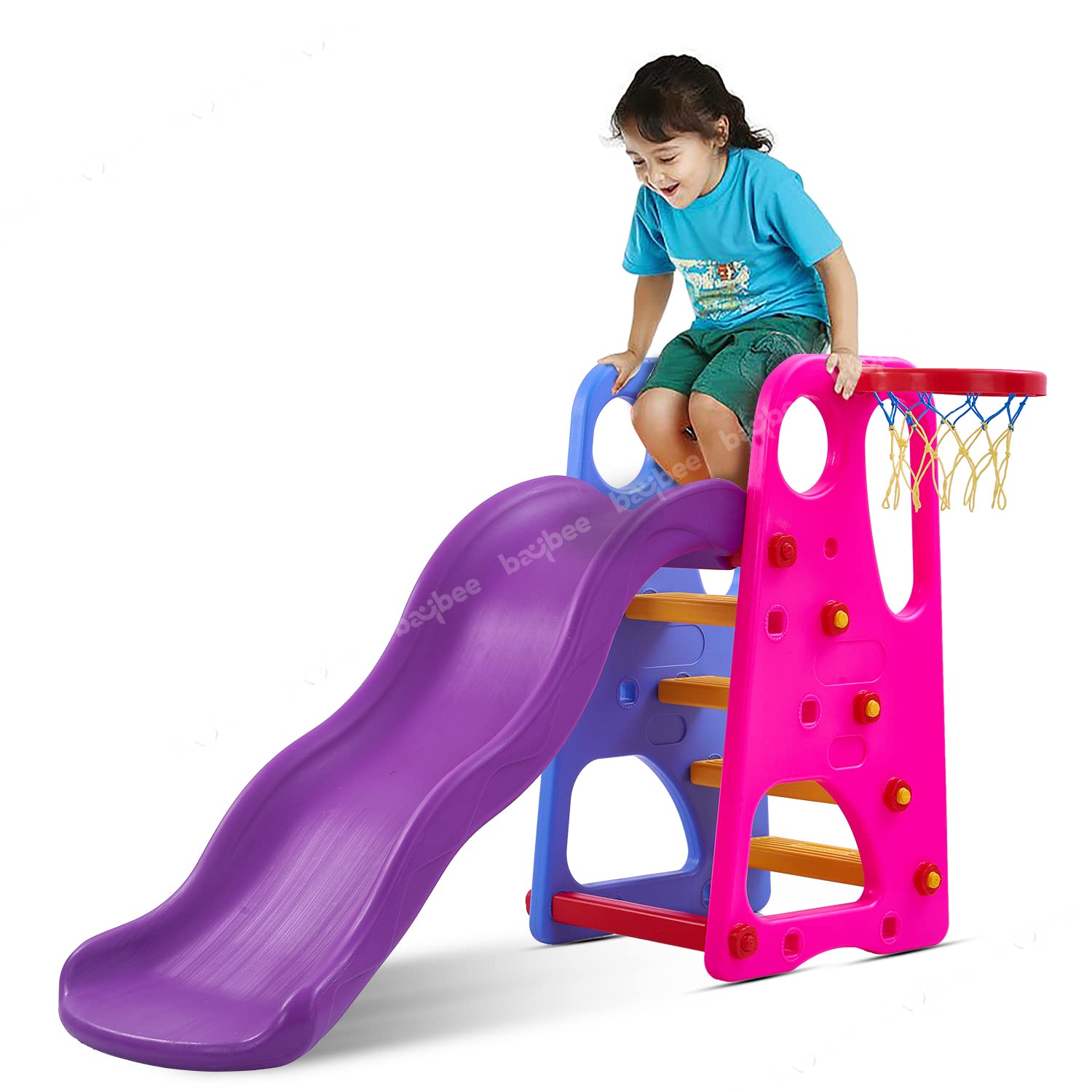 Minikin Wavy Slide for Garden & Indoors for Kids with Basket Ball | 1-5 Years