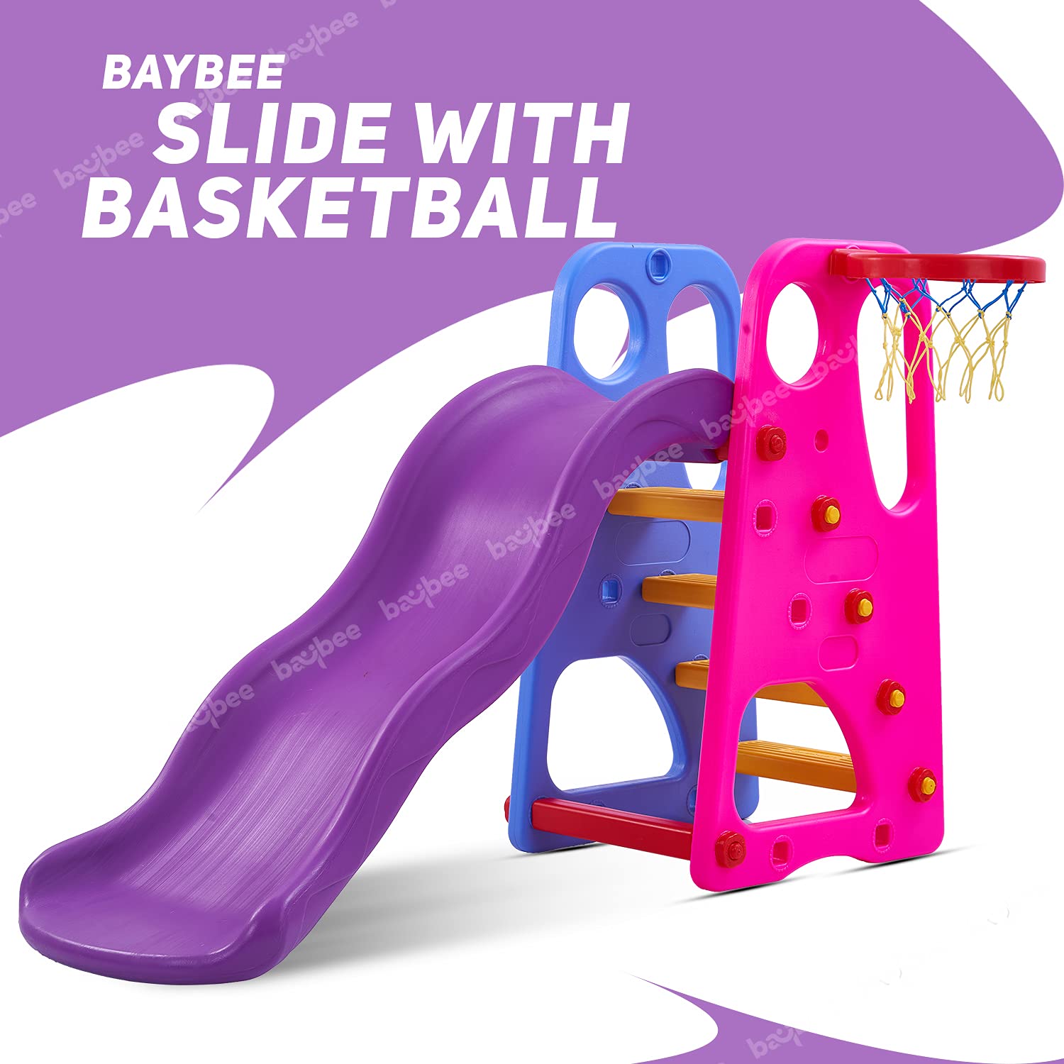 Minikin Wavy Slide for Garden & Indoors for Kids with Basket Ball | 1-5 Years