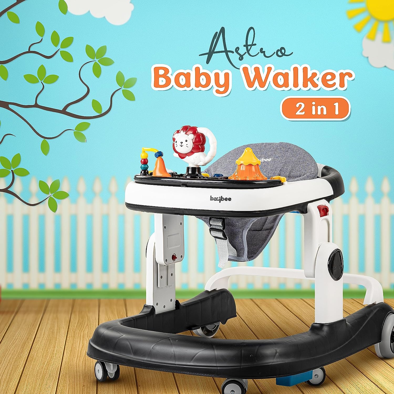 Astro 2-in-1 Baby Walker with Musical Toys – Wheel Lock, Speed Control (6 Months to 18 Months)