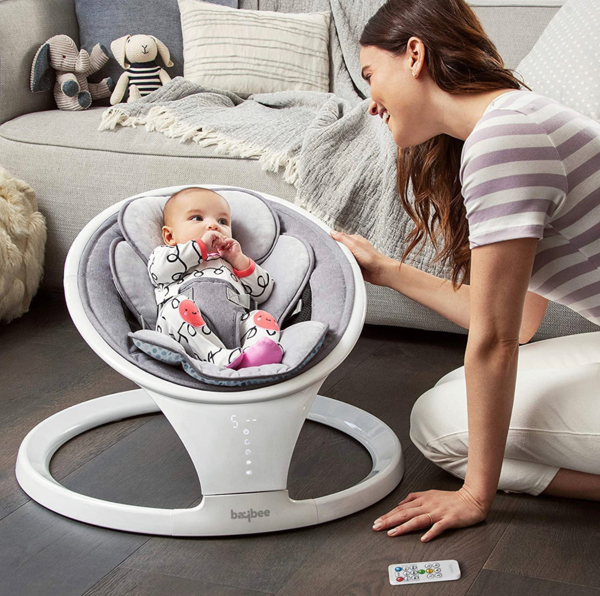 Soothe N Sway Premium Pendulum Automatic Swing with Touch Display, Hanging Toys, Bluetooth & Mosquito Net 0-12Months - The Minikin Store