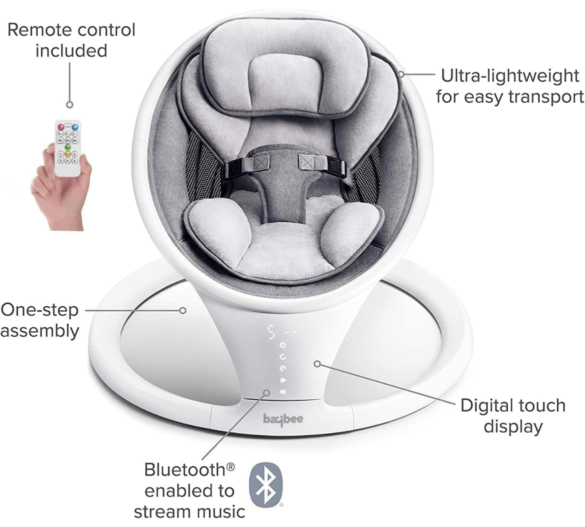 Soothe N Sway Premium Pendulum Automatic Swing with Touch Display, Hanging Toys, Bluetooth & Mosquito Net 0-12Months - The Minikin Store
