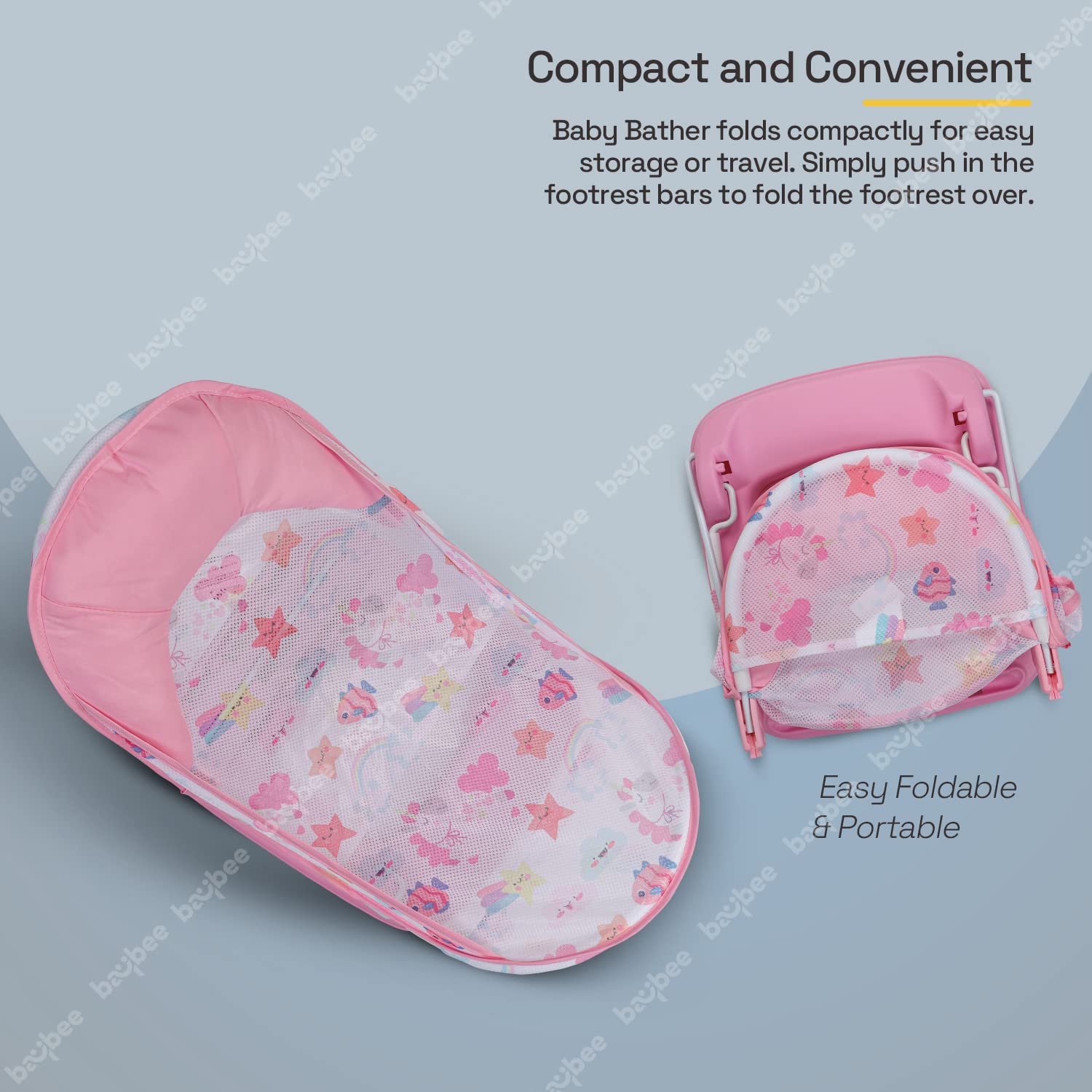 Infant Baby Bather | 3 Position Reclinable & Foldable | 0-12M