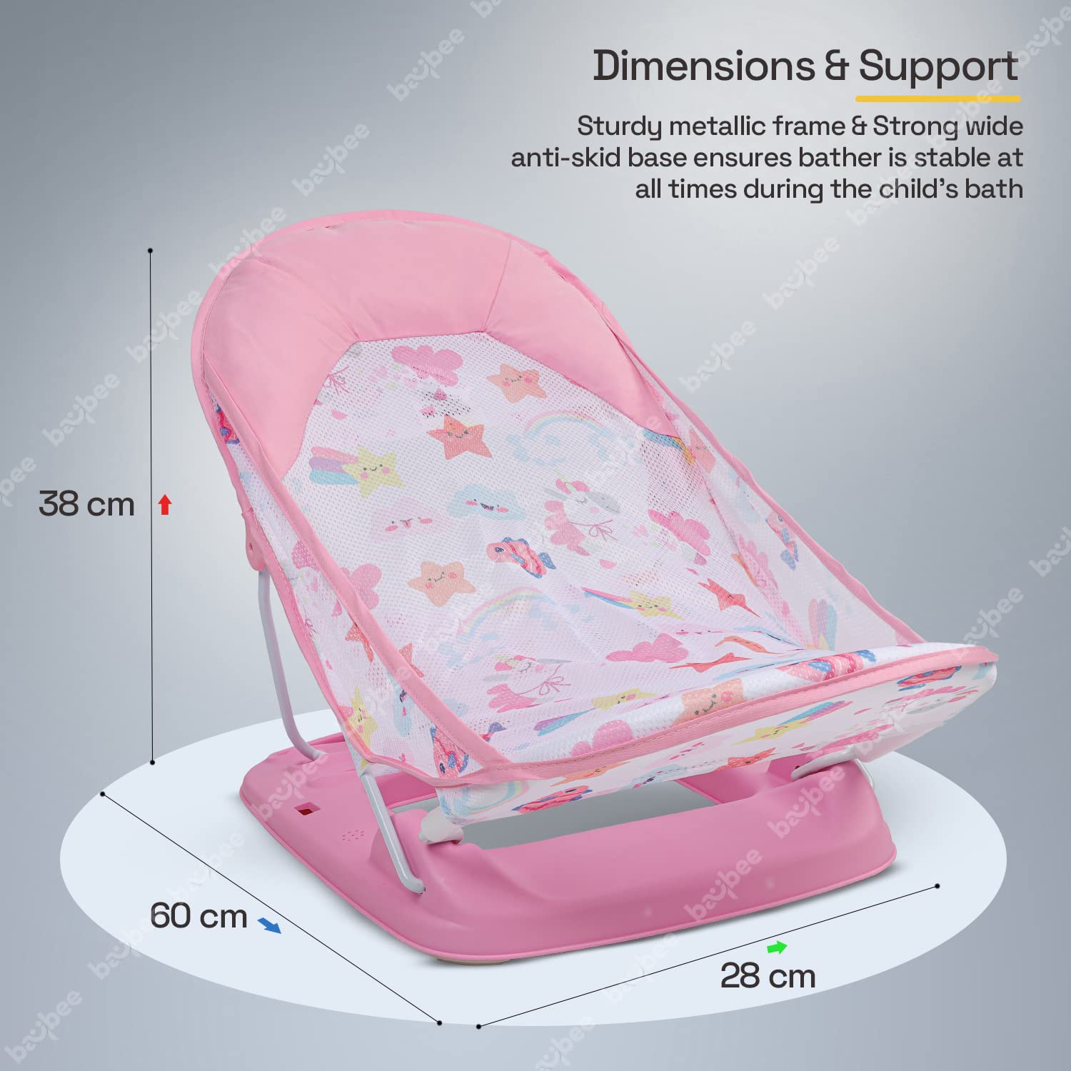 Infant Baby Bather - 3 Position Reclinable & Foldable - ( Pink)