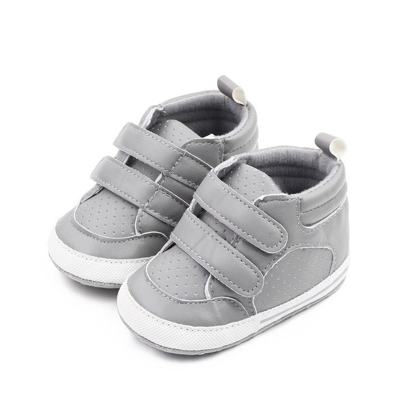 Boys Solid Grey Pre Walker Sneakers 0-18M - The Minikin Store