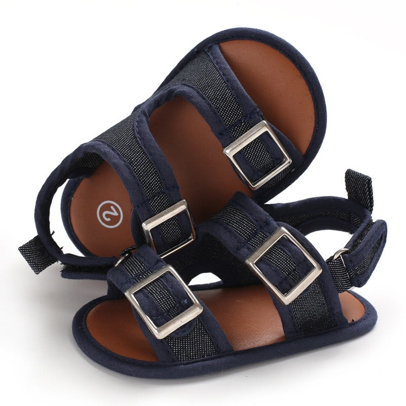 Boys Open Toe Buckle Navy Pre Walker Sandals 0-18M - The Minikin Store