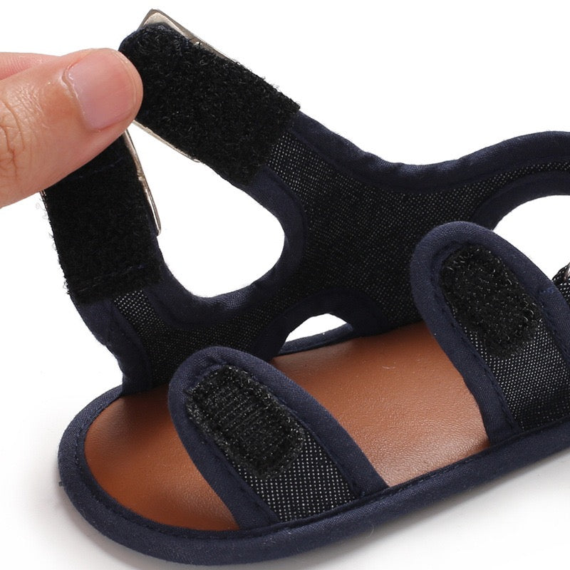 Boys Open Toe Buckle Navy Pre Walker Sandals 0-18M - The Minikin Store