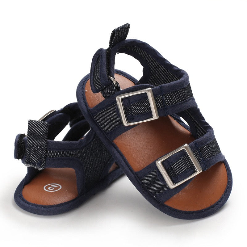 Boys Open Toe Buckle Navy Pre Walker Sandals 0-18M - The Minikin Store