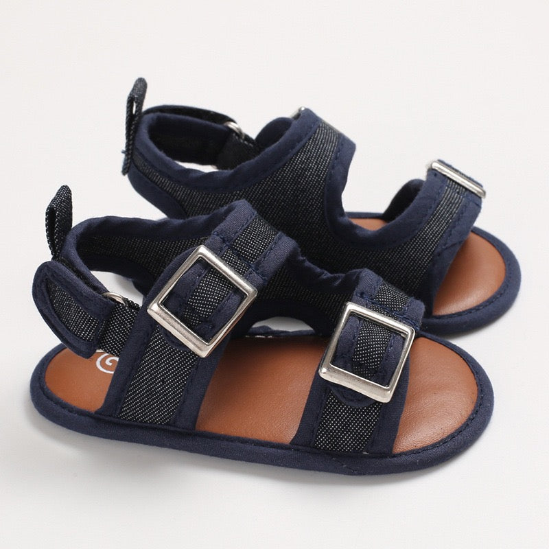 Boys Open Toe Buckle Navy Pre Walker Sandals 0-18M - The Minikin Store