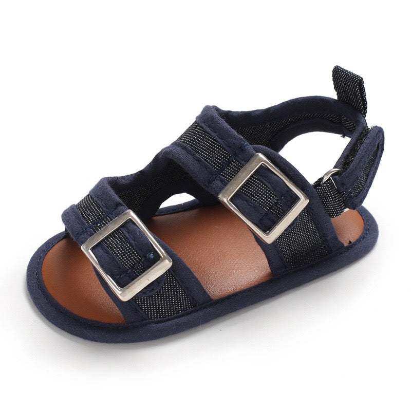 Boys Open Toe Buckle Navy Pre Walker Sandals 0-18M - The Minikin Store