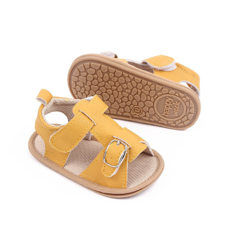 Unisex Solid Yellow Buckle Pre Walker Sandals 0-18M - The Minikin Store
