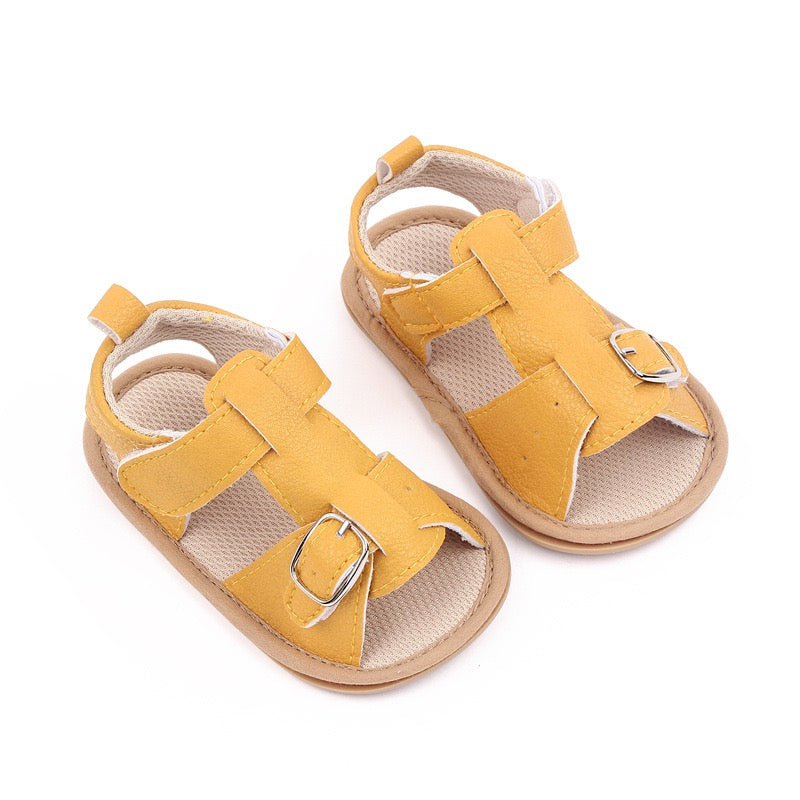 Unisex Solid Yellow Buckle Pre Walker Sandals 0-18M - The Minikin Store