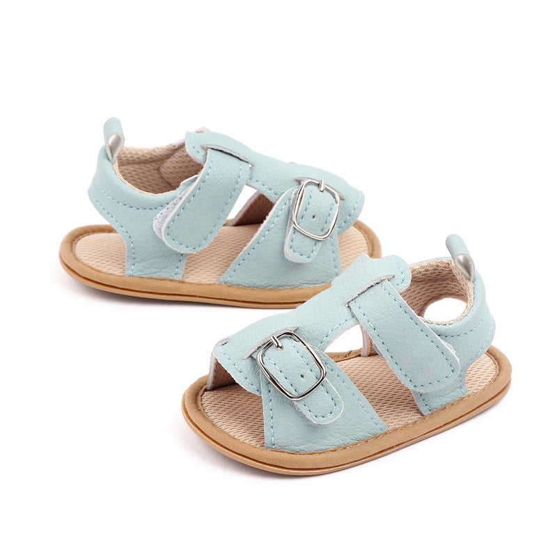 Unisex Solid Blue Teal Buckle Pre Walker Sandals 0-18M - The Minikin Store