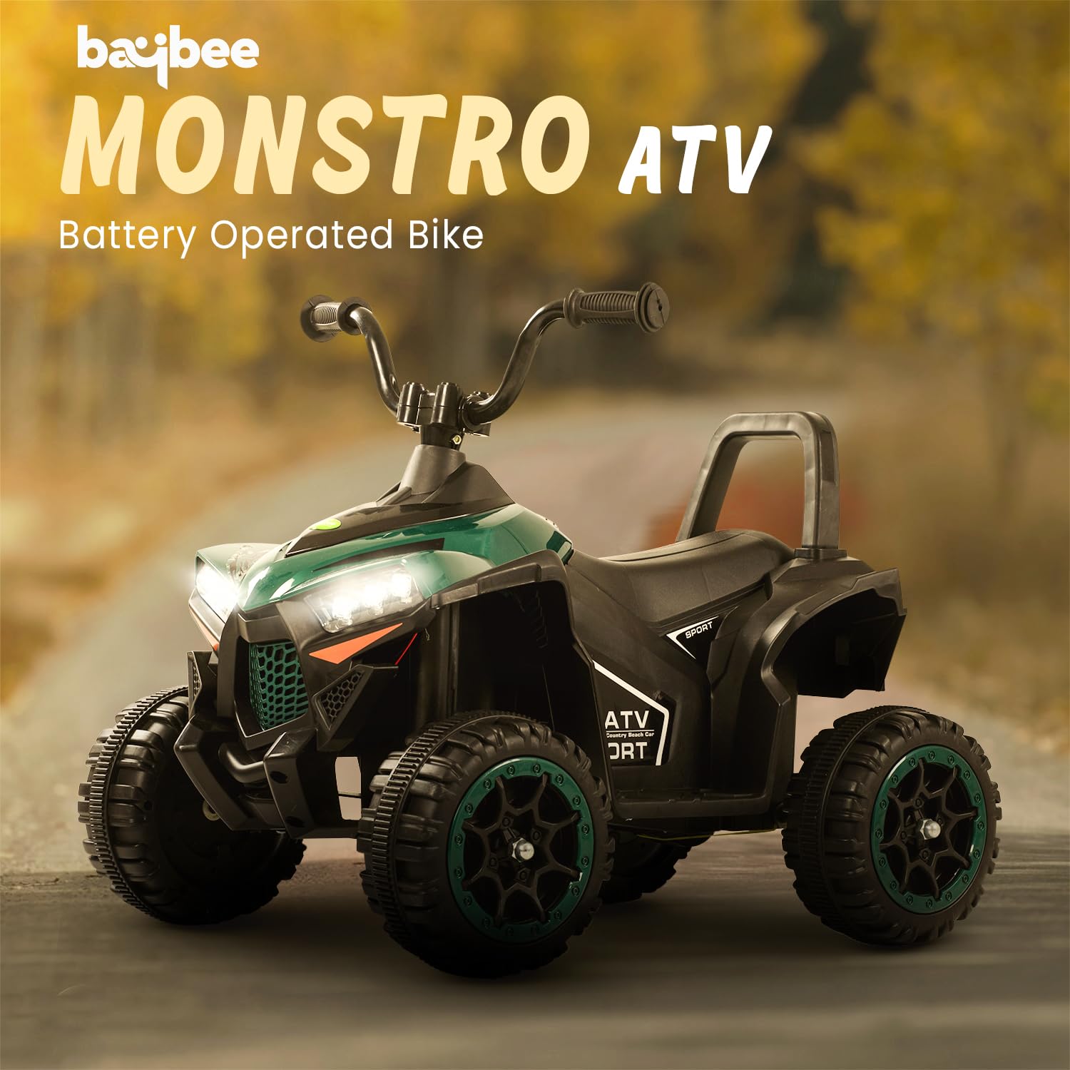 Minikin Monster ATV Electric Rechargeable Beach Buggy I LED Headlights & Music I 1-5 Years