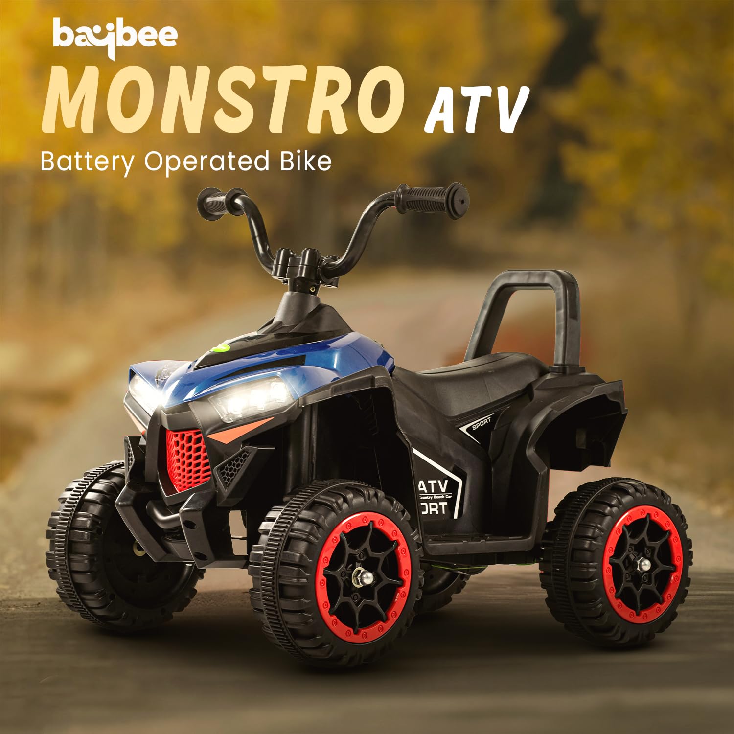 Minikin Monster ATV Electric Rechargeable Beach Buggy I LED Headlights & Music I 1-5 Years