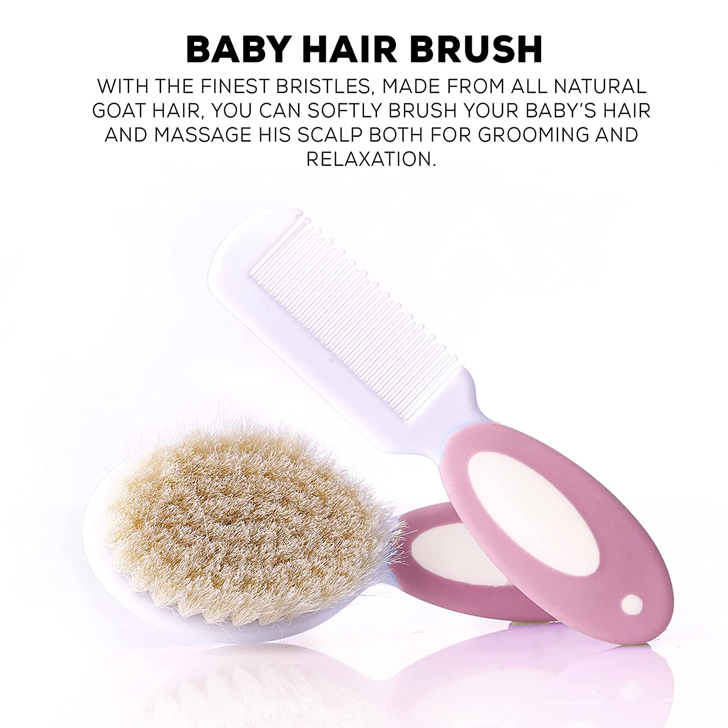 Premium 2 Piece Baby Hair Brush and Comb Set - Pink - The Minikin Store