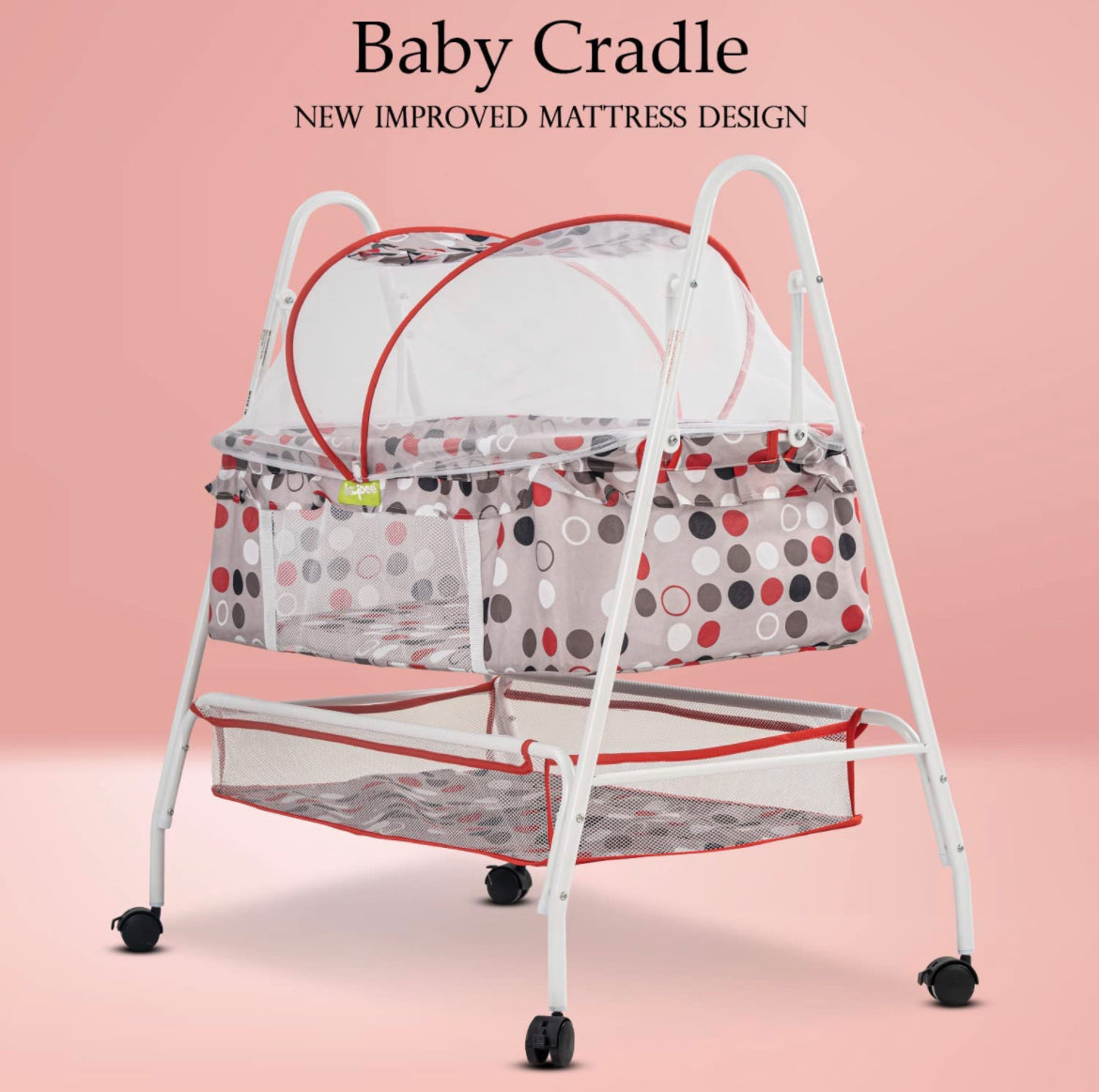 Arise Baby Swing Cradle with Mosquito Net. 0-12M. Red - The Minikin Store