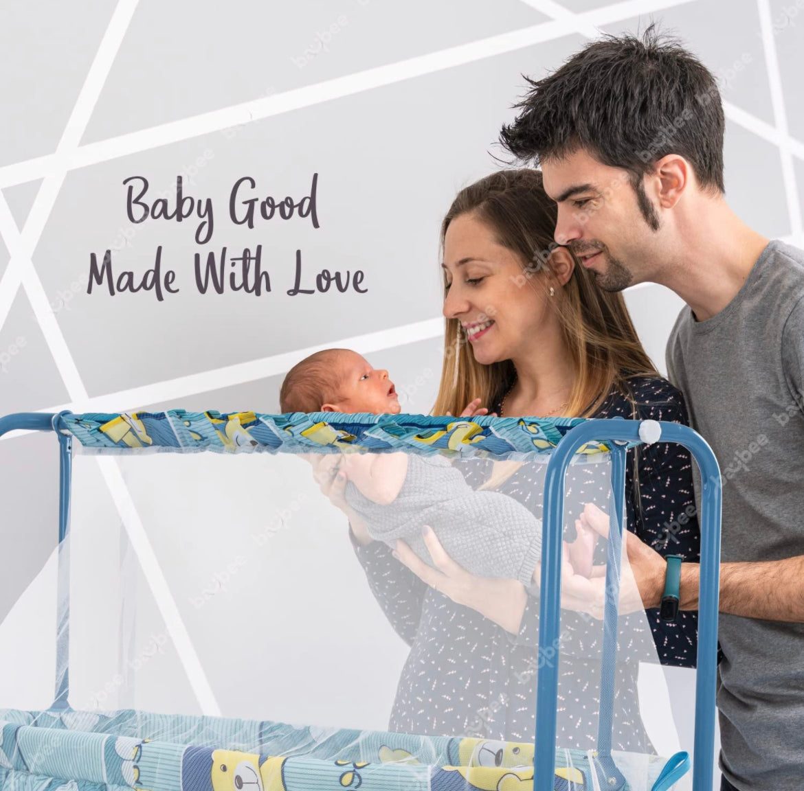 Enchant Baby Swing Cradle with Mosquito Net. 0-12M Blue - The Minikin Store