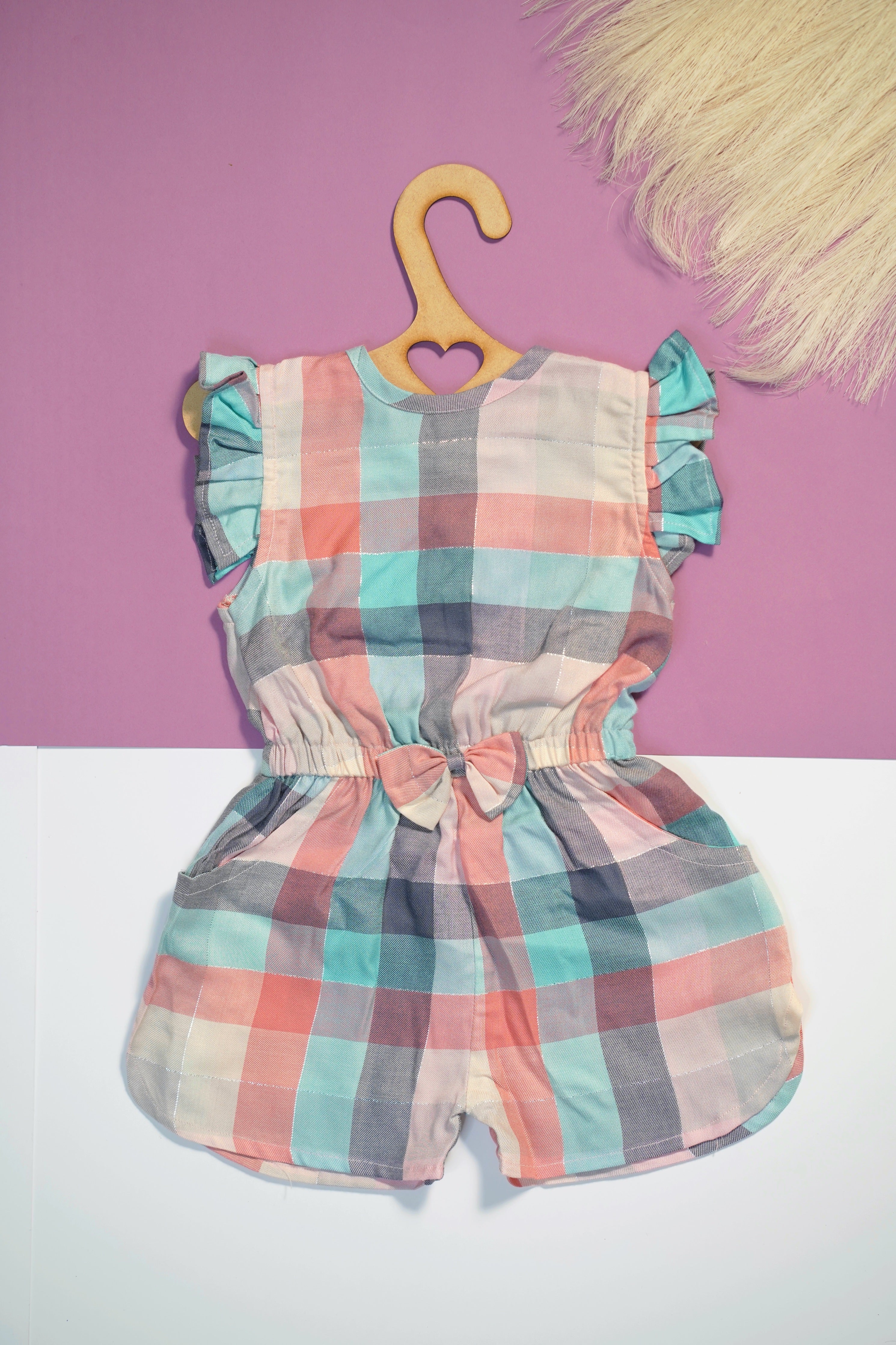 Pink & Blue Checkered Jumpsuit