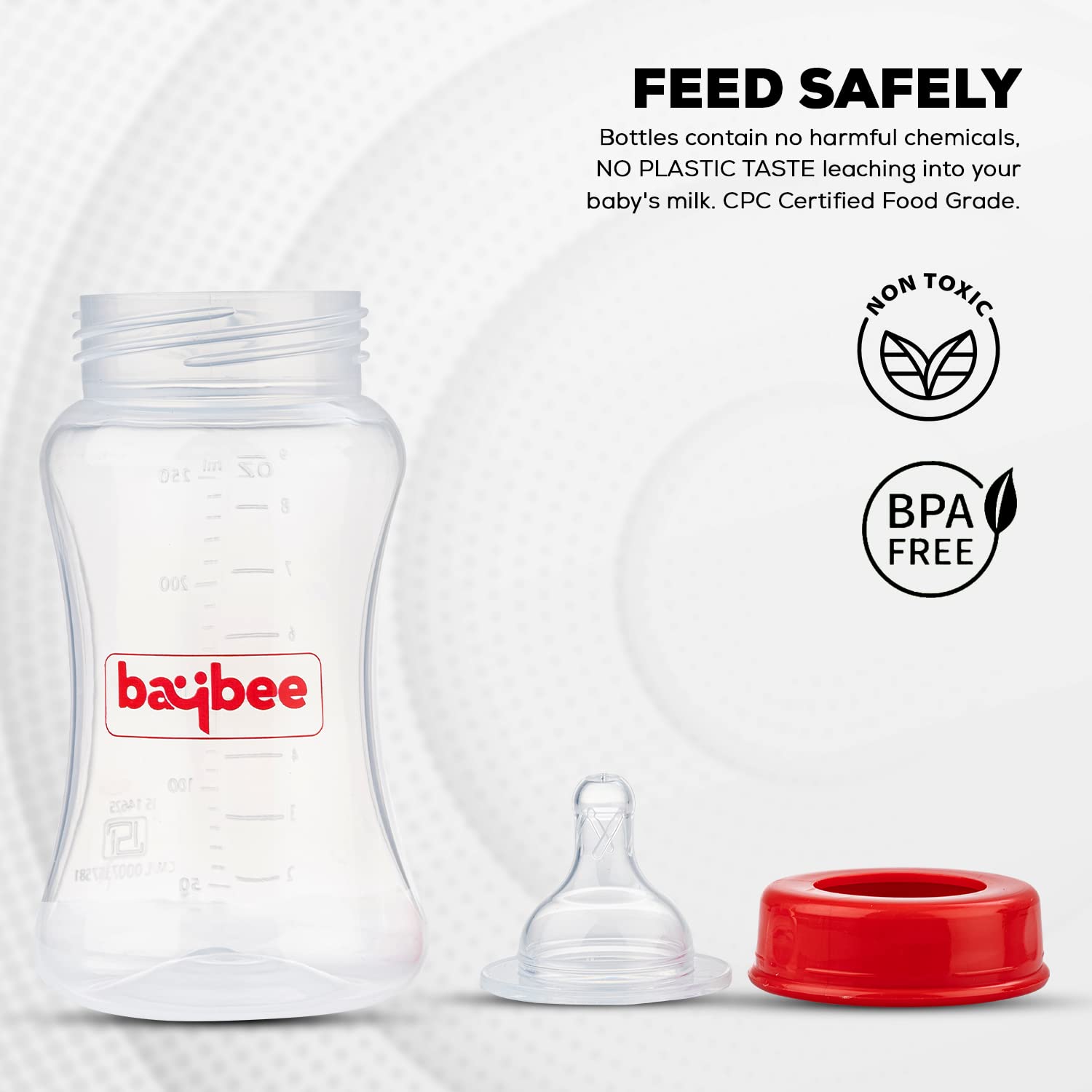 Wide-Neck Anti Colic Feeding Bottle - 3M+ - 250ml (Red) - The Minikin Store