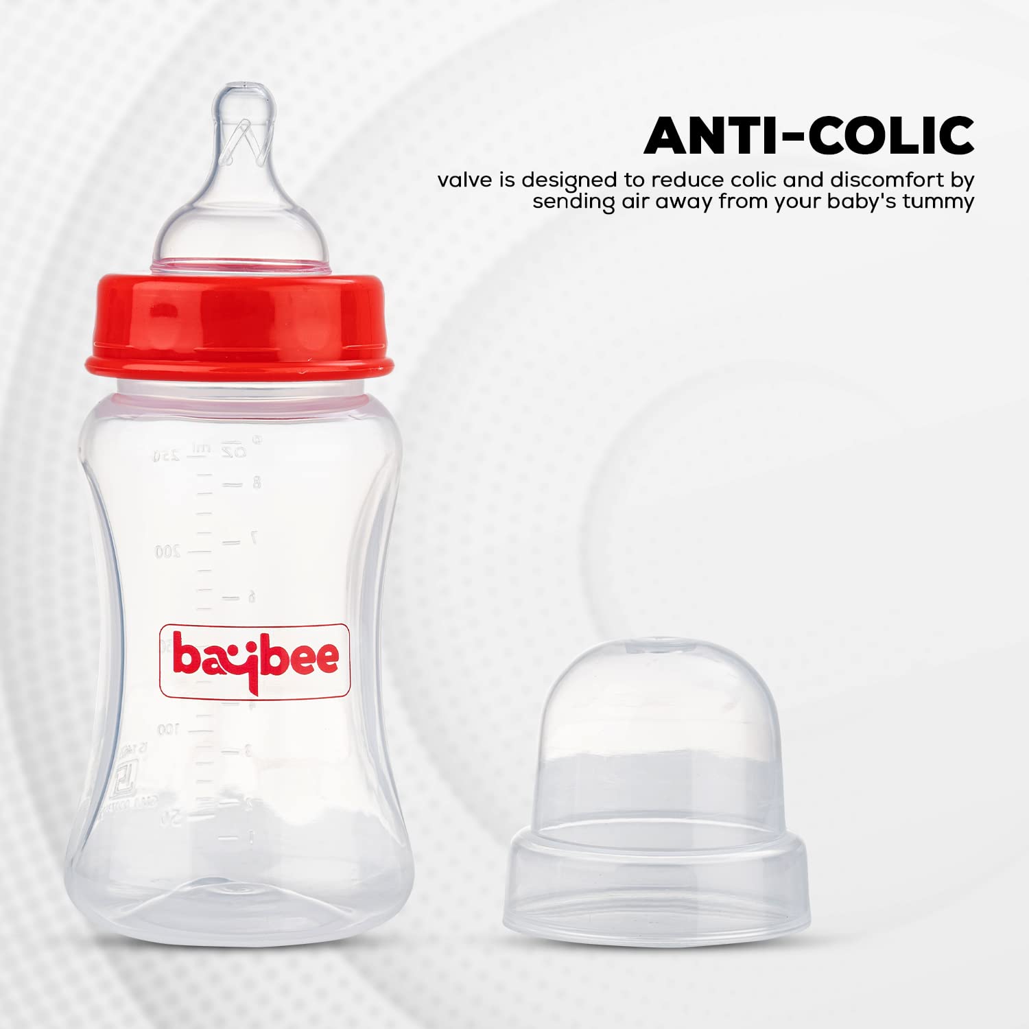 Wide-Neck Anti Colic Feeding Bottle - 3M+ - 250ml (Red) - The Minikin Store