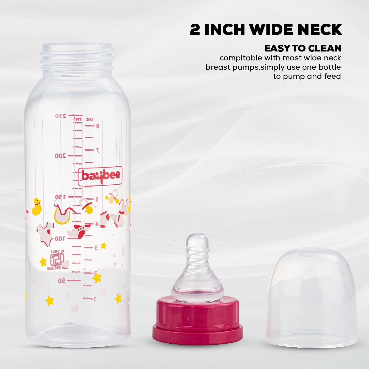 Leak Proof Anti Colic Feeding Bottle - Slim - 3M+ - 250ML (Red) - The Minikin Store