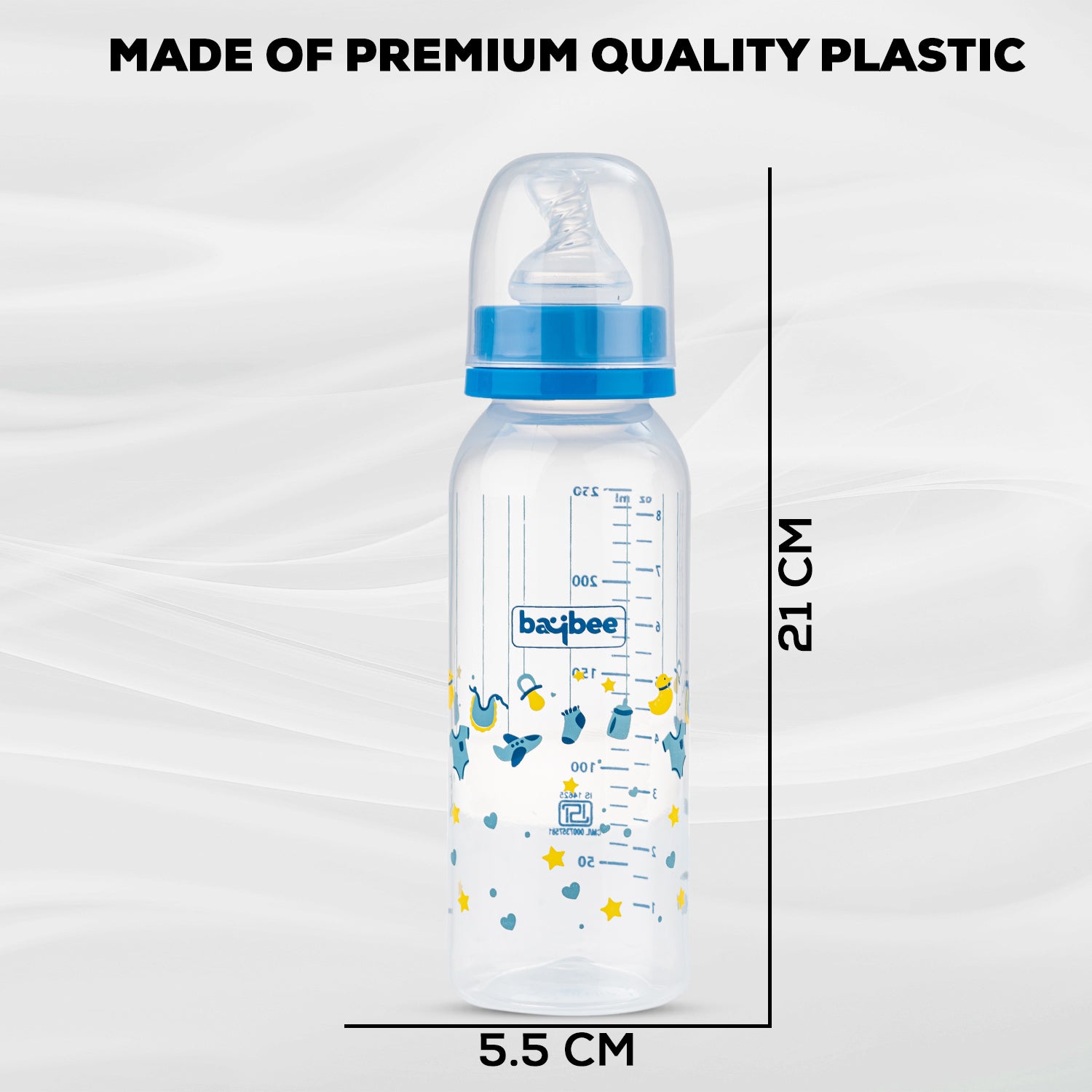Leak Proof Anti Colic Feeding Bottle - Slim - 3M+ - 250ML (Blue) - The Minikin Store