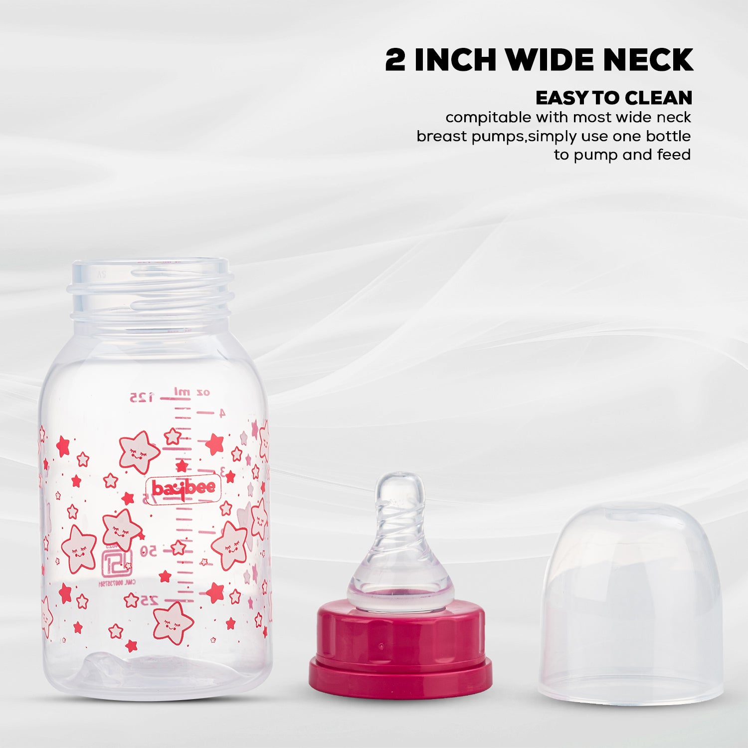 Leak Proof Anti Colic Feeding Bottle - Slim - 125ML - 3M+ (Red) - The Minikin Store