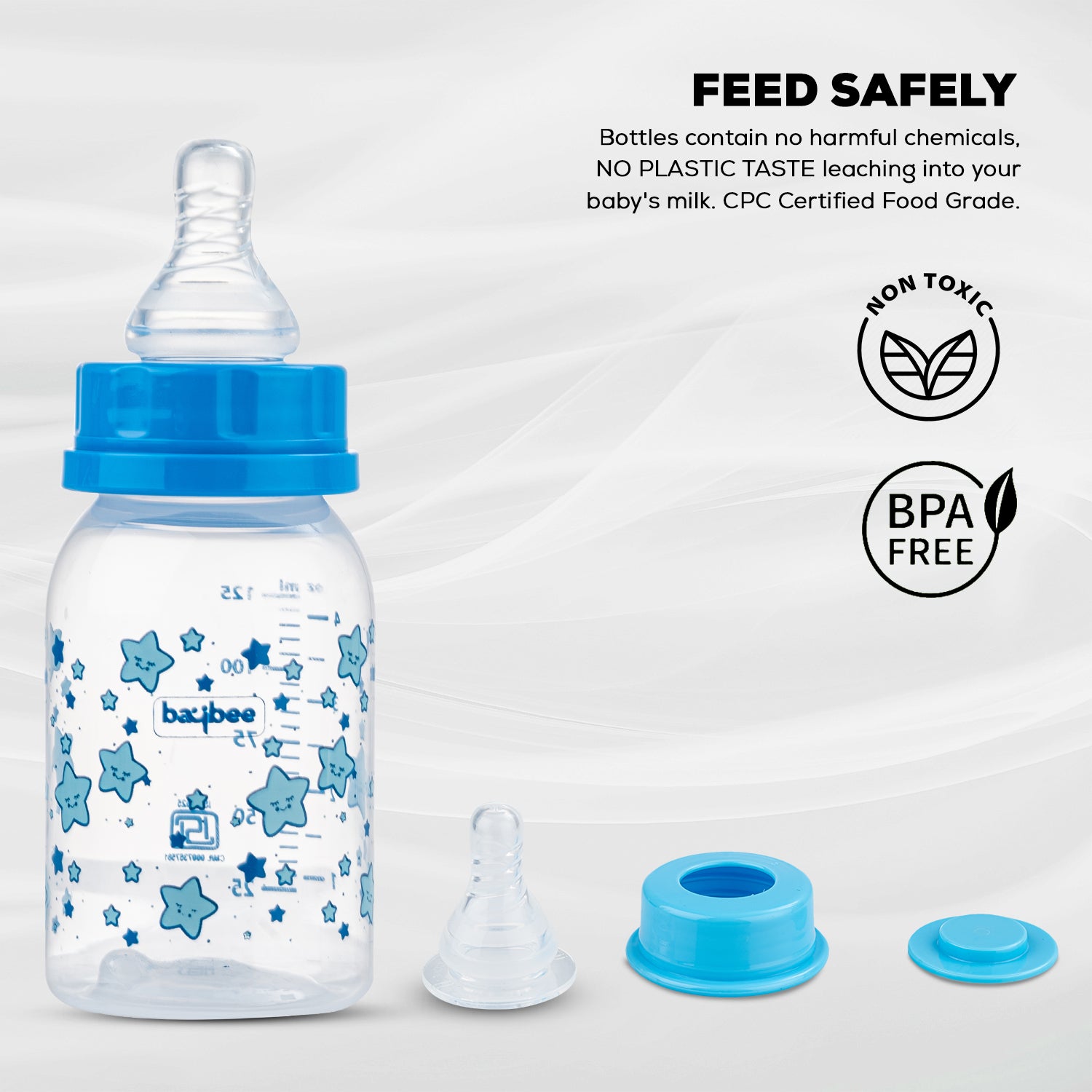 Leak Proof Anti Colic Feeding Bottle  - Slim - 125ML - 3M+ (Green) - The Minikin Store