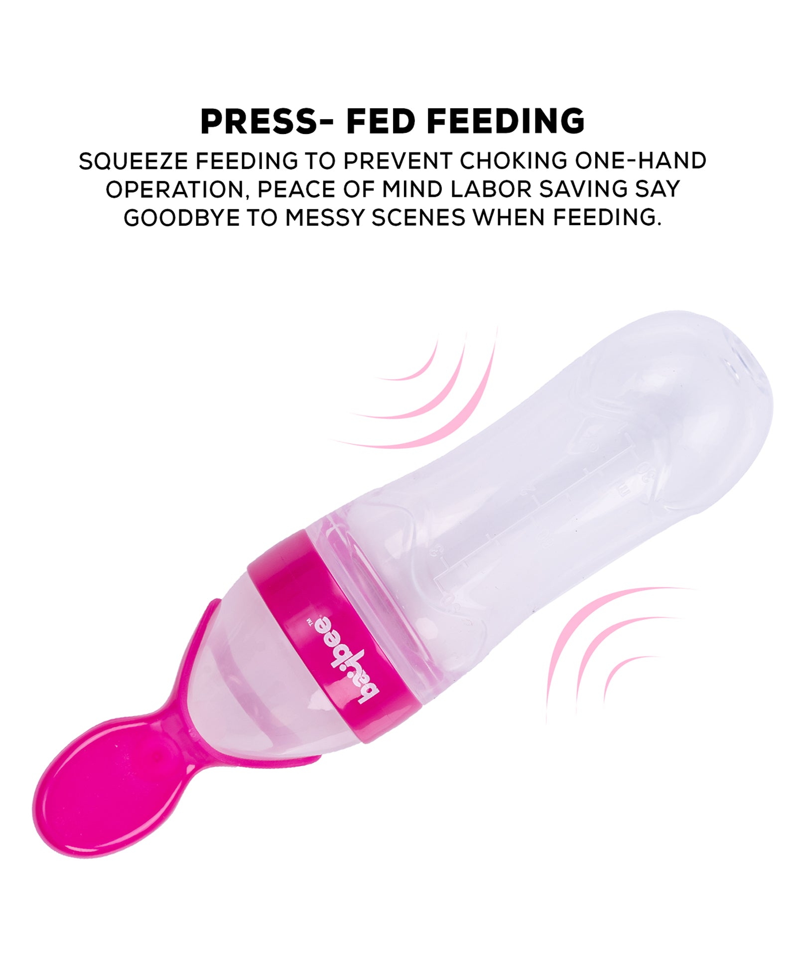 Baby Silicone Squeeze Food Feeder with Measuring Spoon - Pink - The Minikin Store