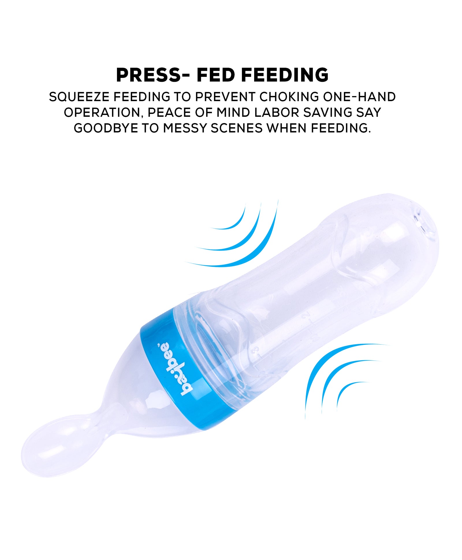 Baby Silicone Squeeze Food Feeder with Measuring Spoon - Blue - The Minikin Store