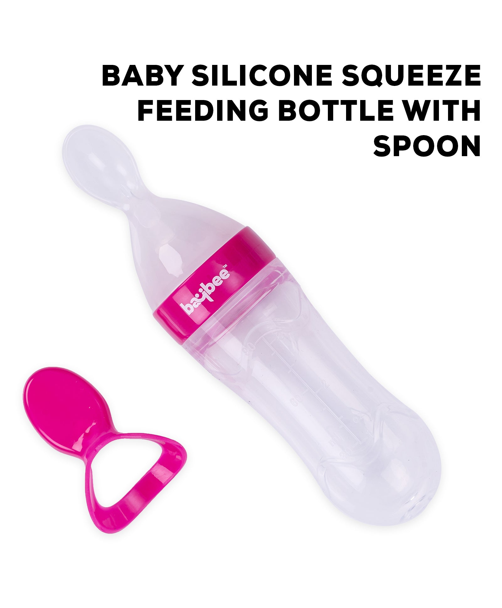 Baby Silicone Squeeze Food Feeder with Measuring Spoon - Pink - The Minikin Store