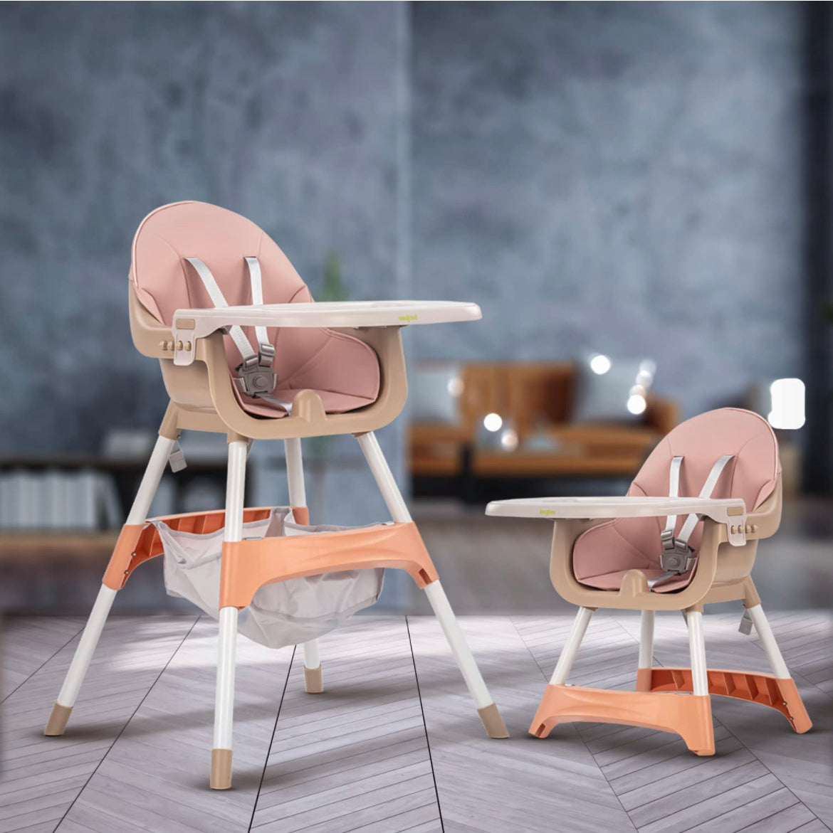 Manta 2 in 1 Baby High Chair (Pink) - The Minikin Store