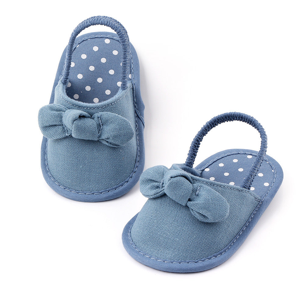 Denim Blue Bow Pre Walker Sandals 0-18M - The Minikin Store