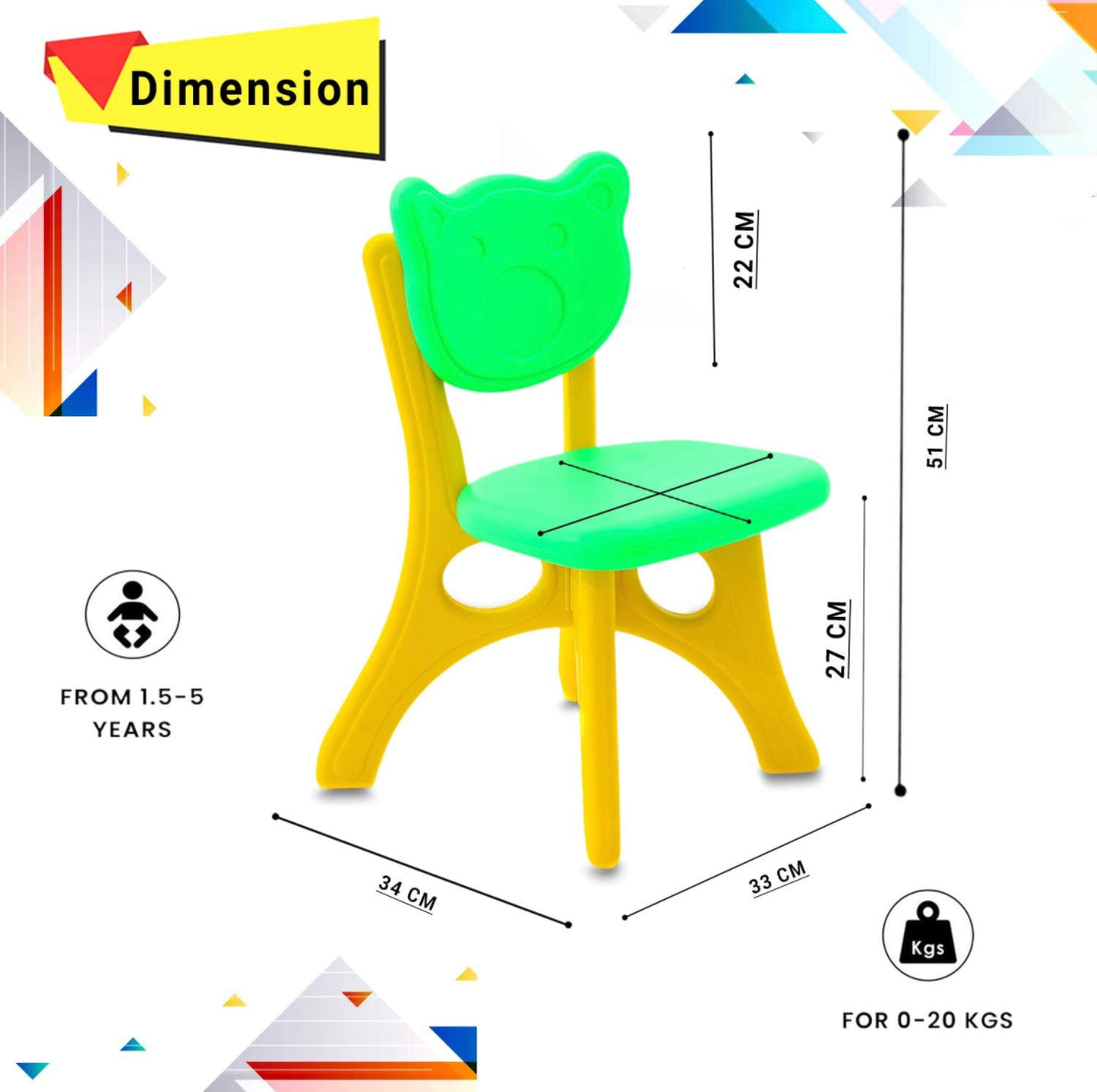 Strong & Durable Chair for Kids (Green) - The Minikin Store