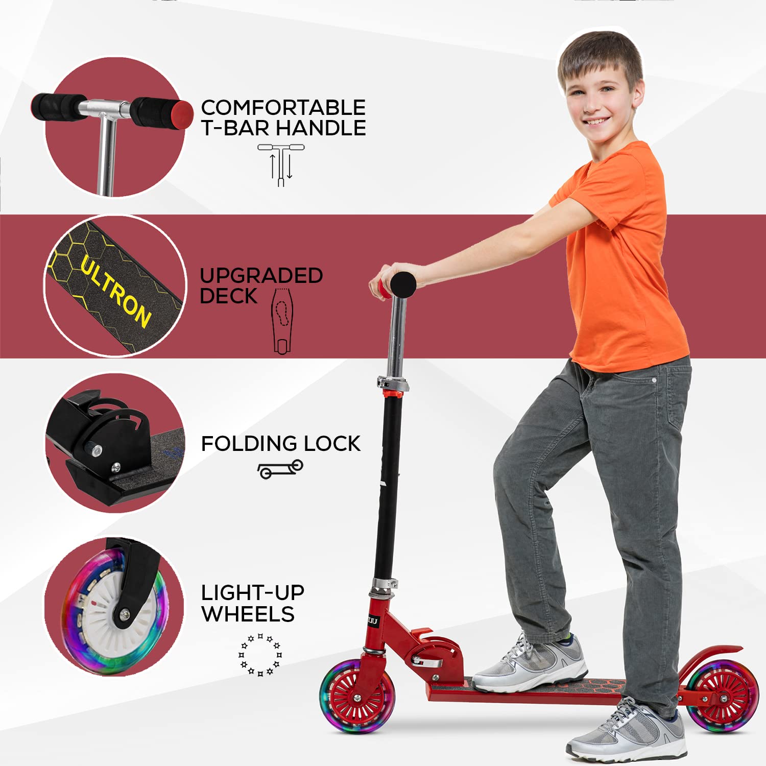 Ultron Kids Skate Scooter / Runner Scooter (Red) - The Minikin Store