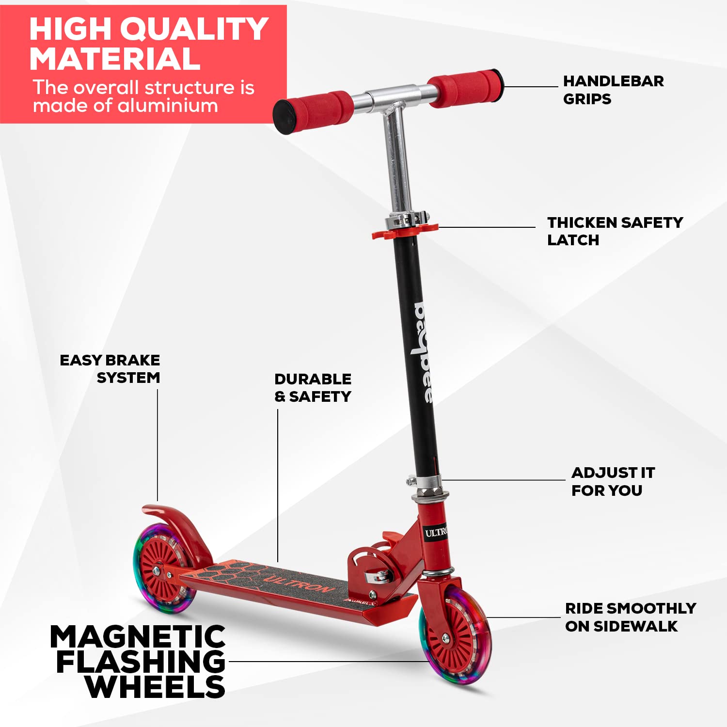 Ultron Kids Skate Scooter / Runner Scooter (Red) - The Minikin Store