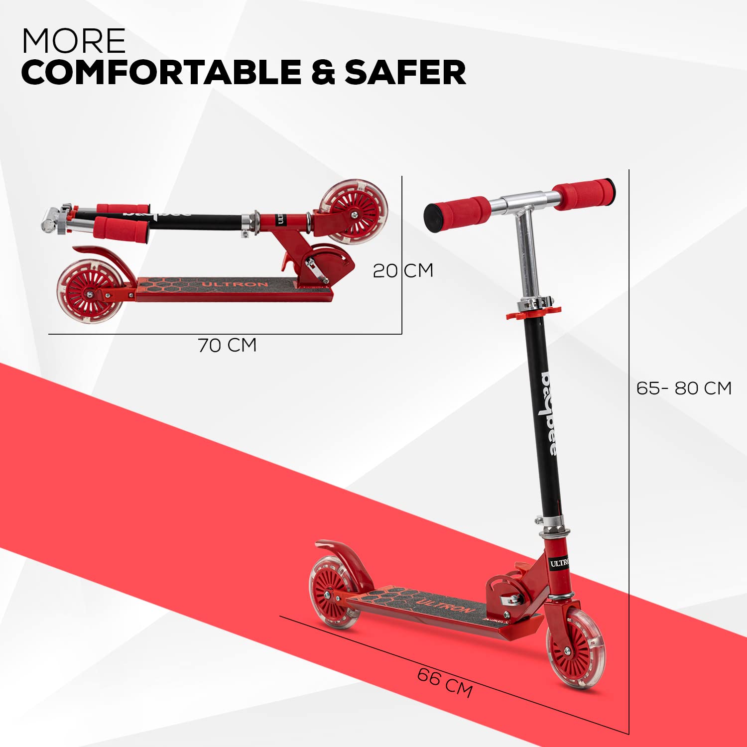 Ultron Kids Skate Scooter / Runner Scooter (Red) - The Minikin Store
