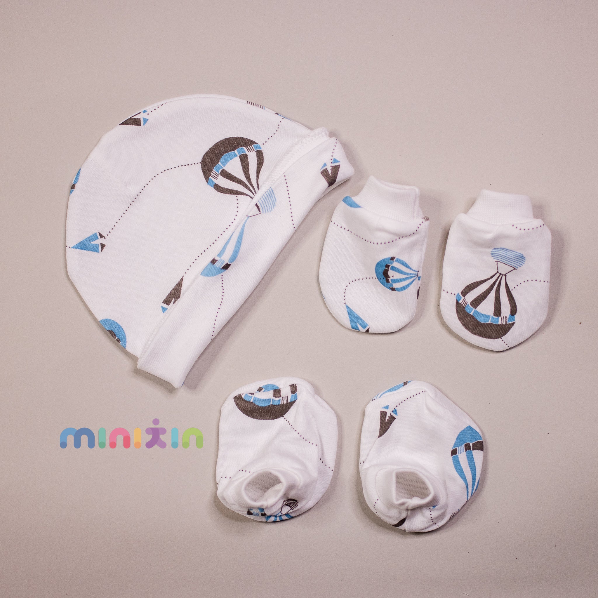 100% Organic Mitten Bootie Cap Set - Assorted Prints - The Minikin Store
